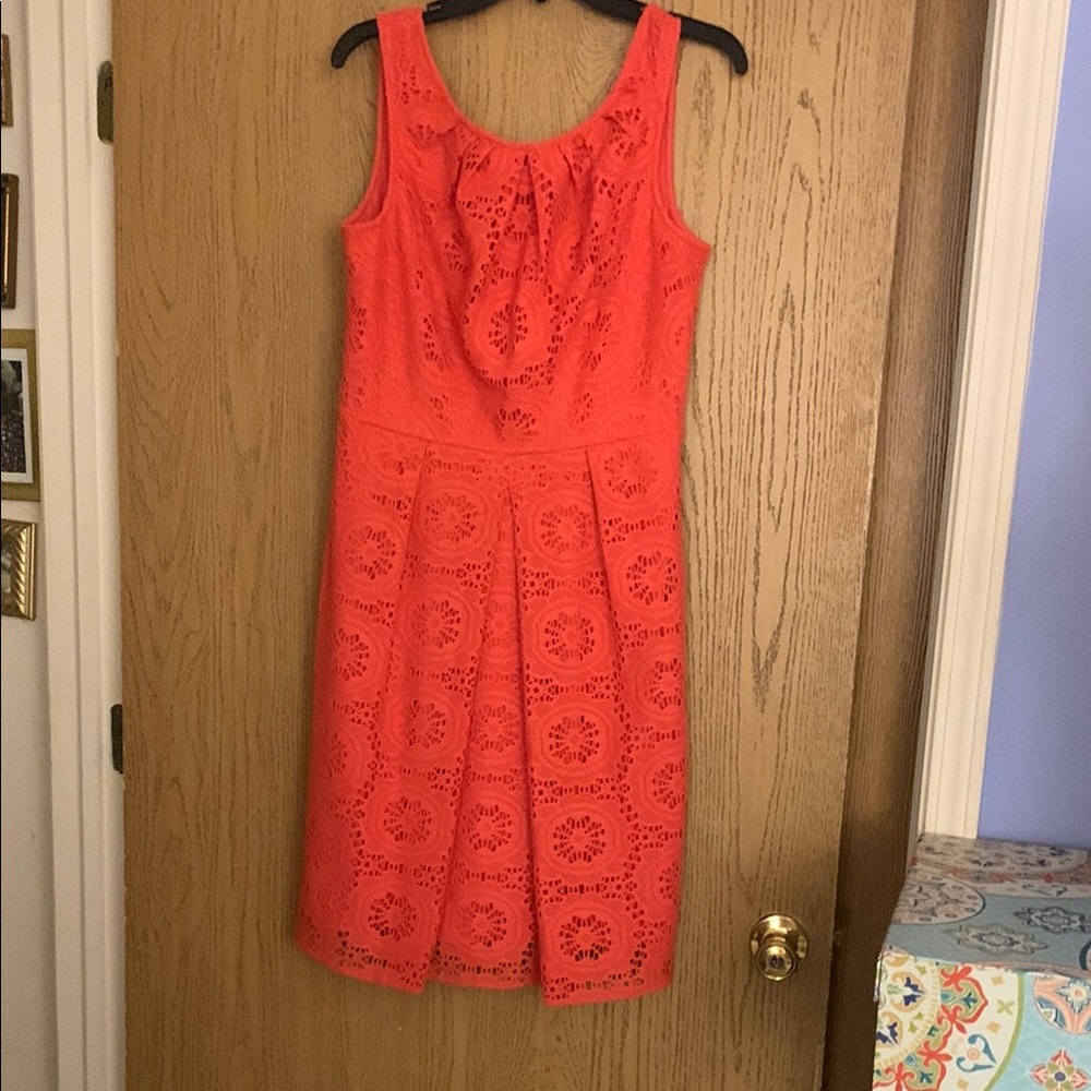 Coldwater Creek Coral Ruffled Sheath Dress